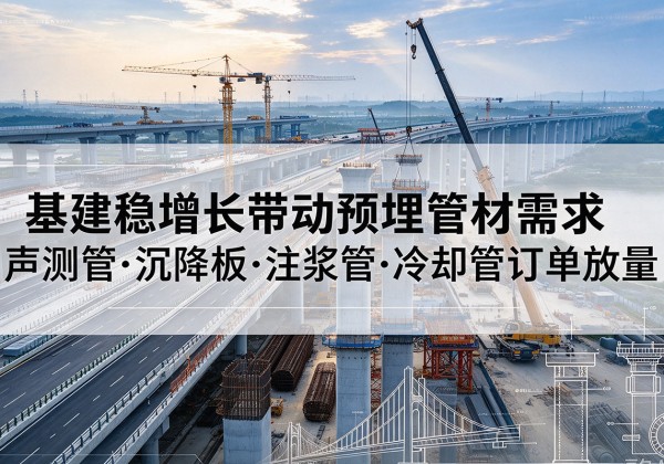 日土基建稳增长带动预埋监测管材需求，声测管、沉降板、注浆管订单持续放量